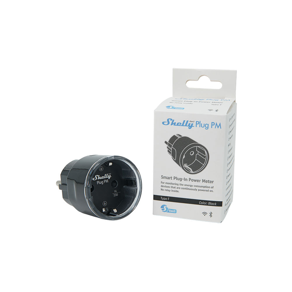 Shelly Plug PM Gen3 prise connectée WiFi énergie noir