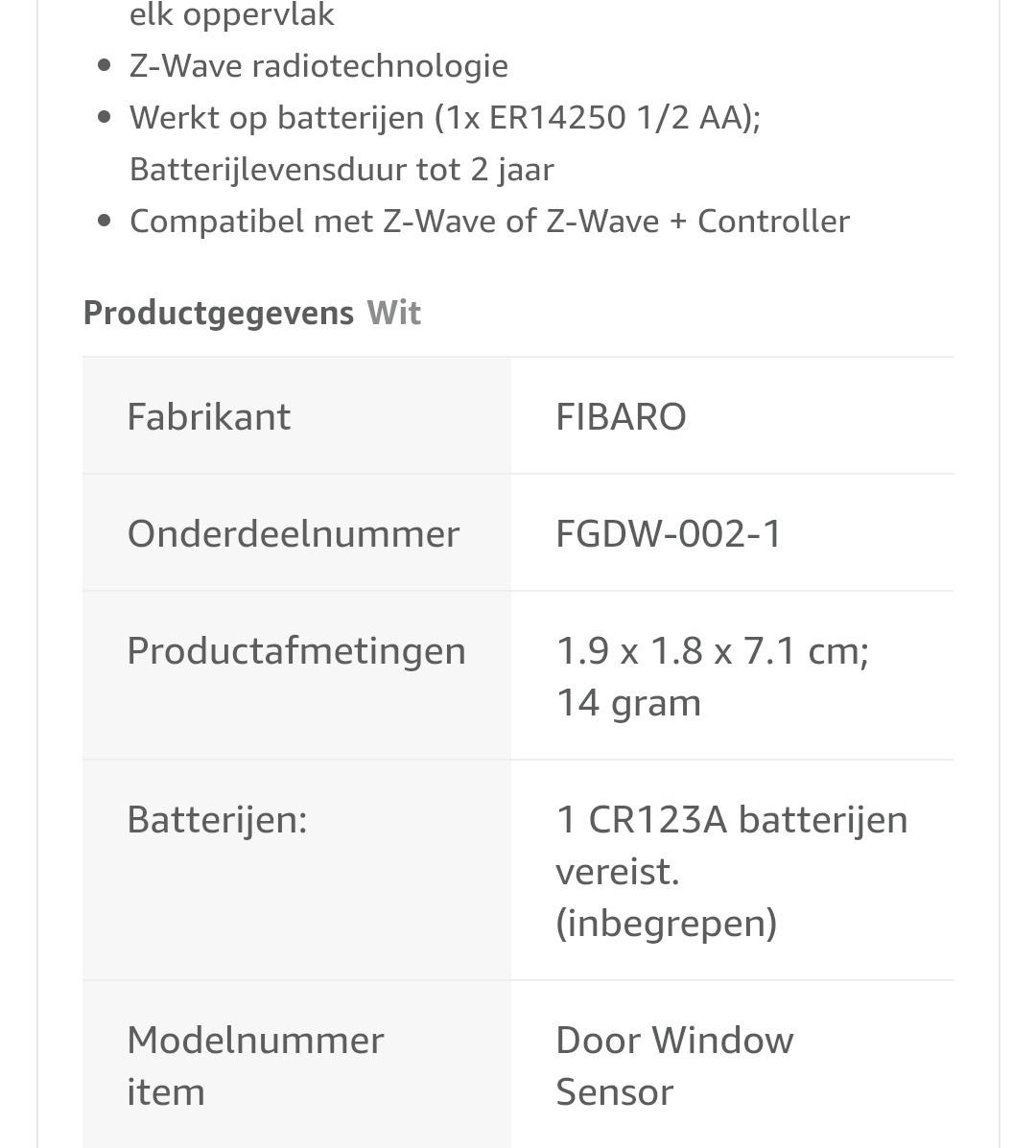 Fibaro Sûreté FGK101-ZW5 détecteur ouverture blanc Z-Wave+