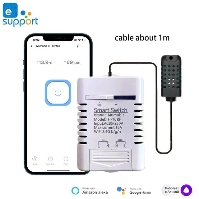 Mumubiz eWeLink Smart interrupteur WiFi 16A 3000W capteur TH