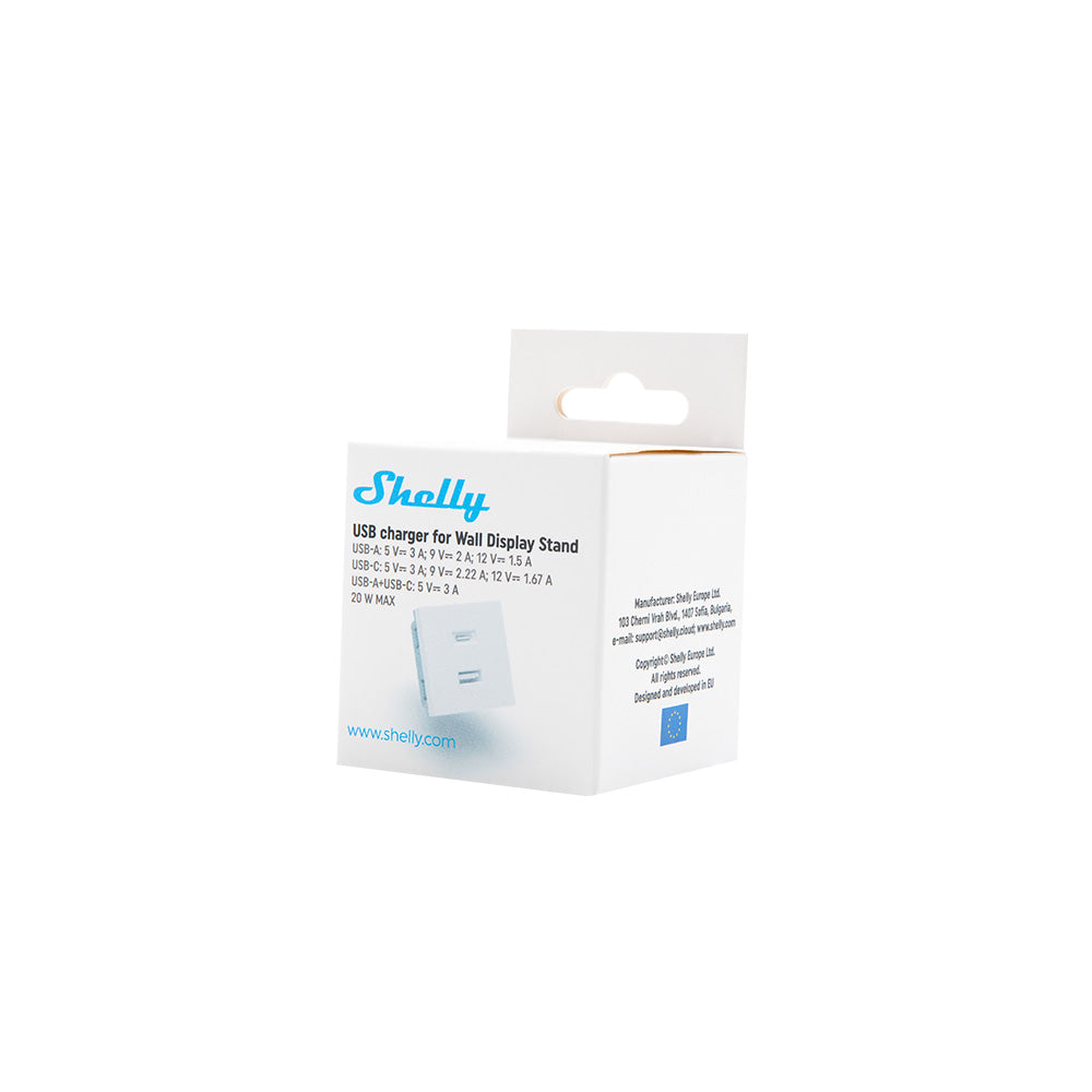 Shelly Wall Display Stand Socle Chargeur USB White