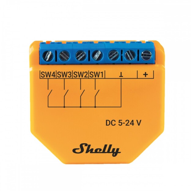 Shelly Plus i4 DC contrôleur WiFi 4 entrées scènes