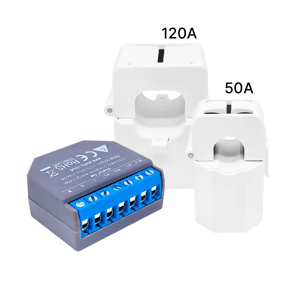 Shelly EM compteur énergie WiFi + pinces 120A 50A mesure
