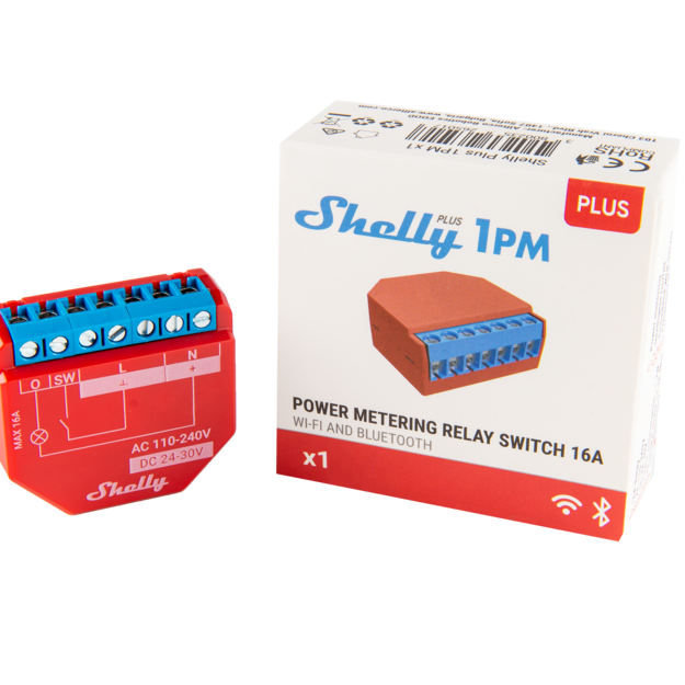 Shelly Plus 1PM relais connecté Wi-Fi 16A mesure énergie Pack simple