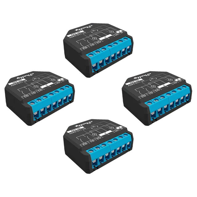 Shelly Plus 2PM Micromodule Volet 2 Canaux Pack de 4