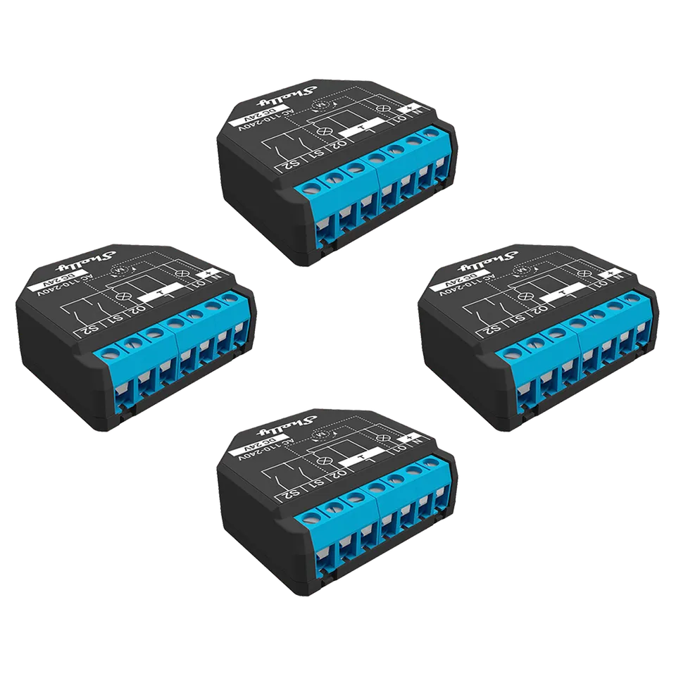 Shelly Plus 2PM Micromodule Volet 2 Canaux Pack de 4