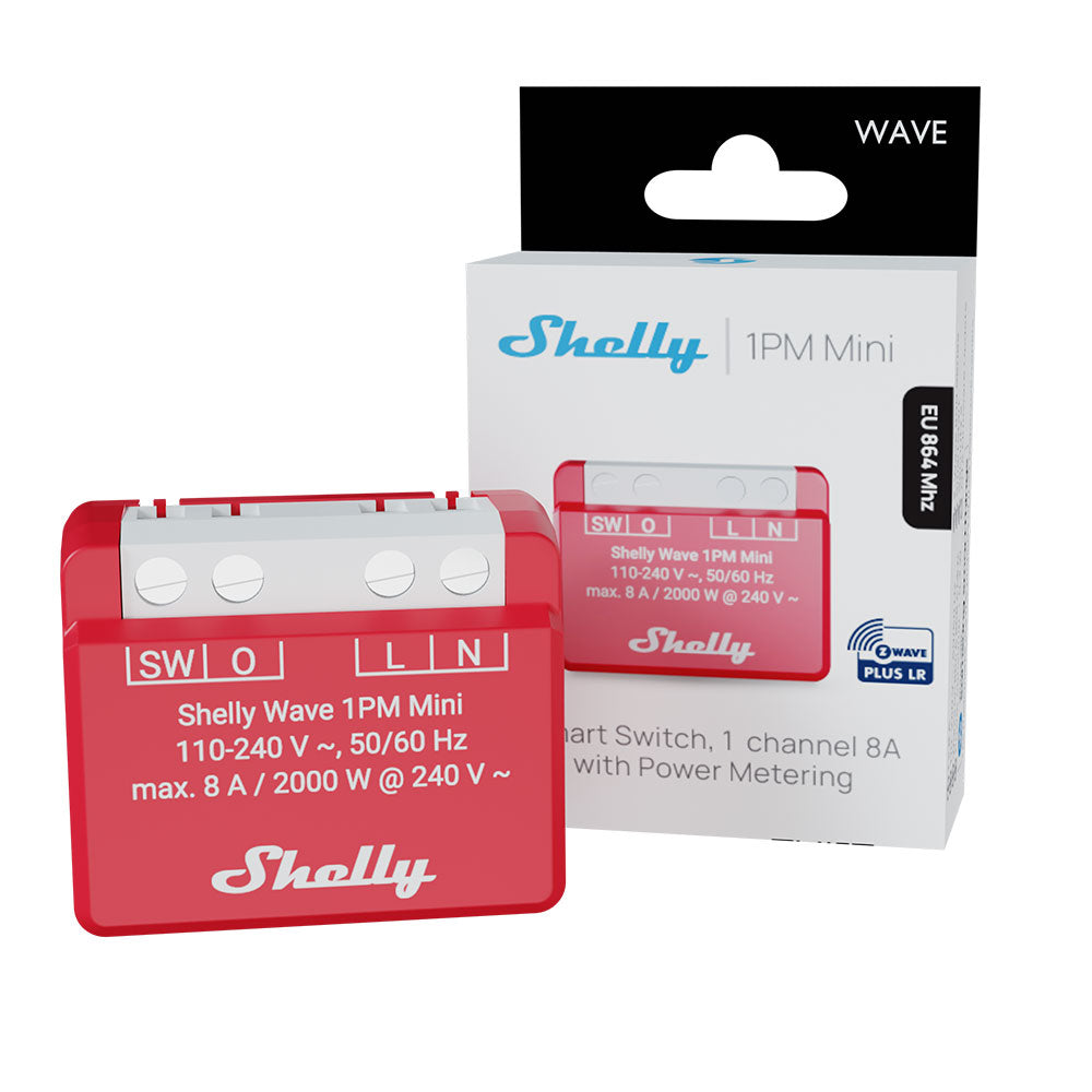Shelly Wave 1PM Mini LR interrupteur connecté Z-Wave 8A mesure