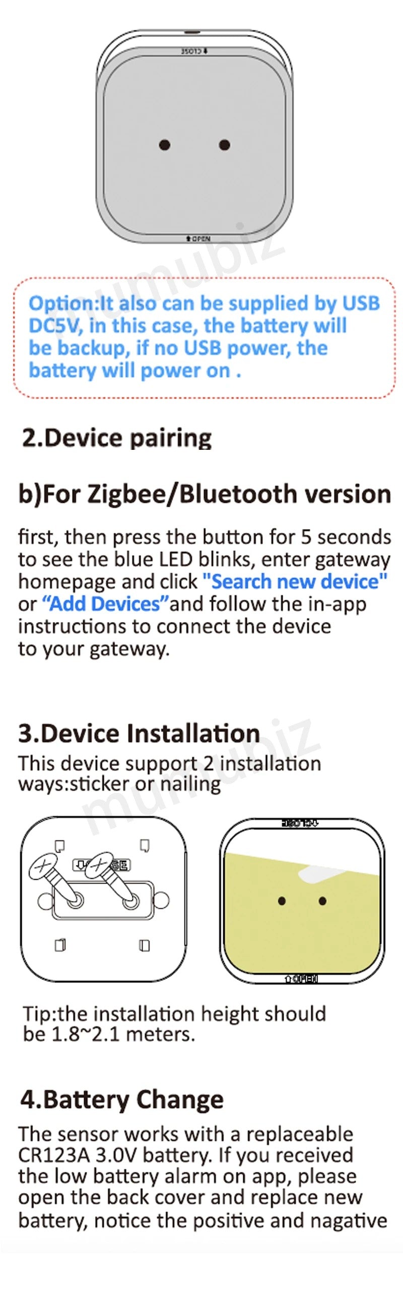 Mumubiz Zigbee Protocol détecteur mouvement PIR Zigbee 3.0