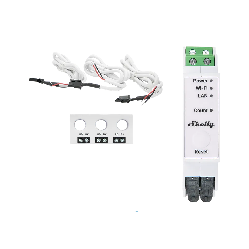 Shelly Pro 3EM 3CT63 compteur énergie rail DIN triphasé