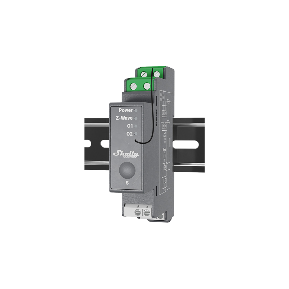Shelly Wave Pro 2 interrupteur connecté rail DIN 2 canaux contacts secs