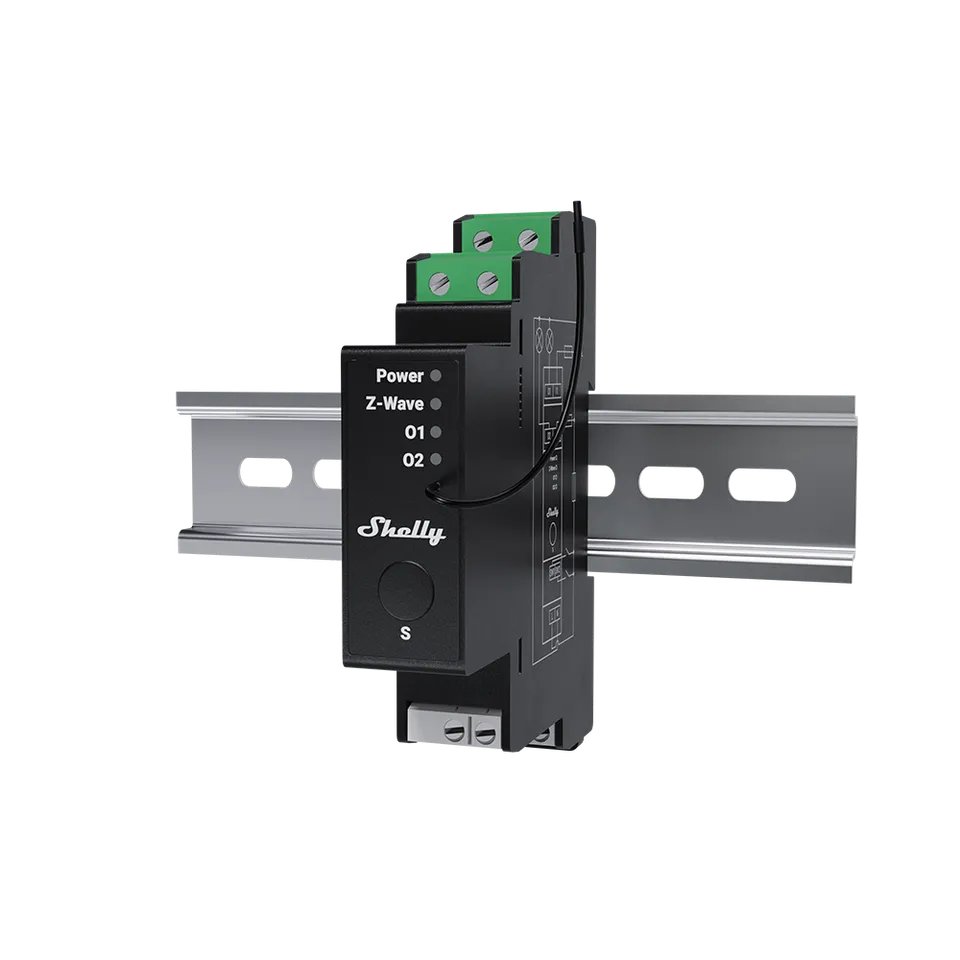 Shelly Wave Pro 2PM LR module rail DIN 2 canaux