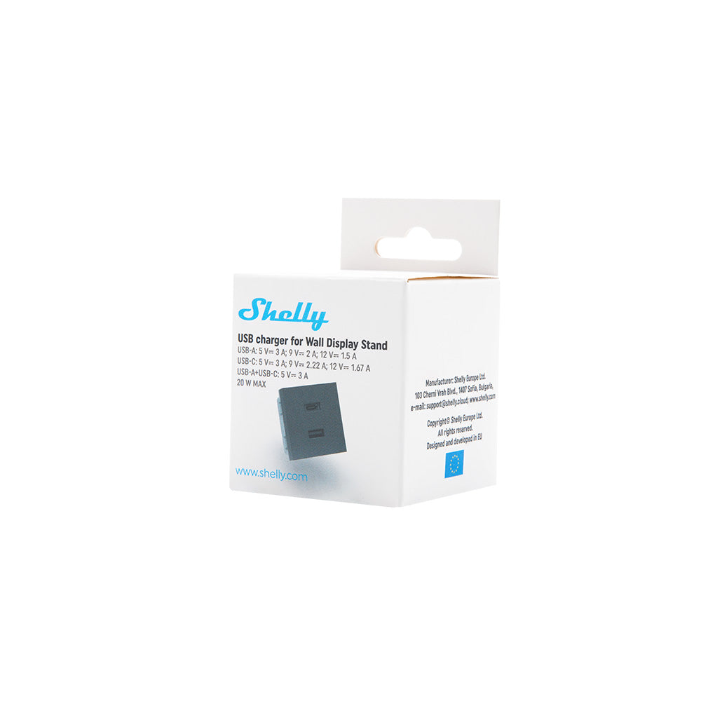 Shelly Wall Display Stand Socle Chargeur USB Black