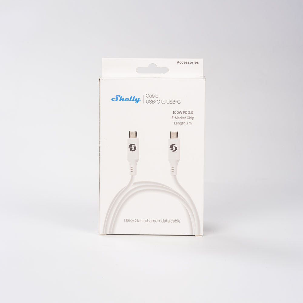 Shelly Câble USB-C vers USB-C 5m Blanc charge rapide