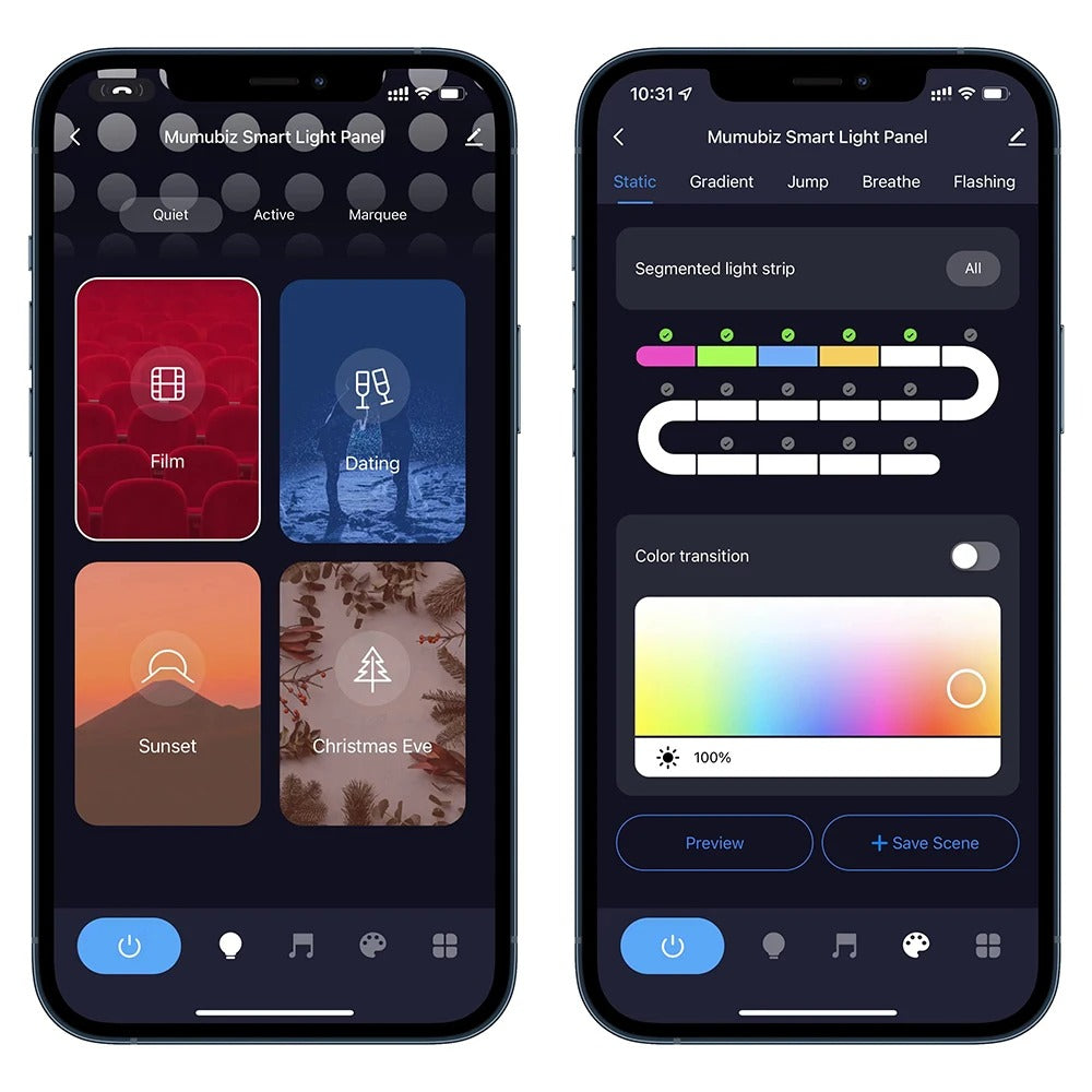 Mumubiz Tuya Smart Home panneau LED RGB 6 panneaux Alexa