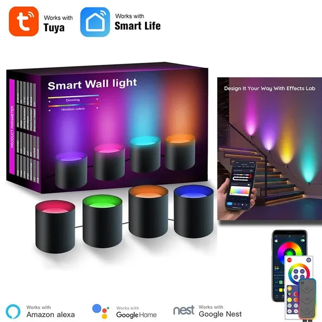 Mumubiz Tuya Smart Home applique murale RGBIC 4 lumières