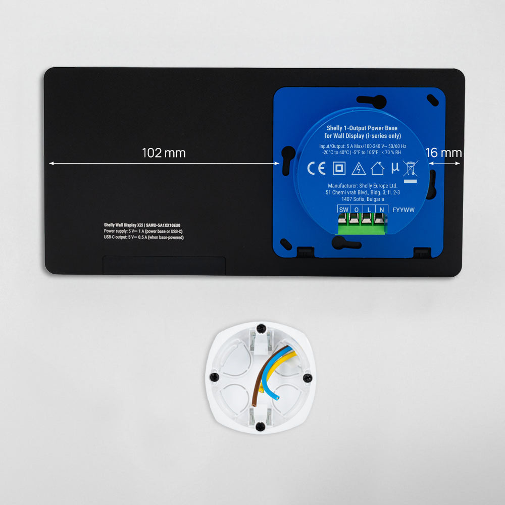 Shelly Wall Display X2i écran tactile noir 2 relais