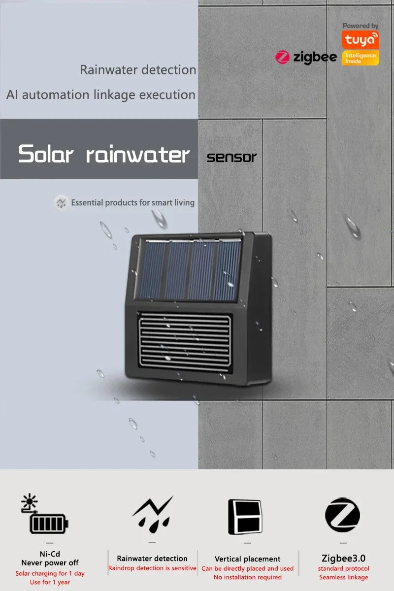 Mumubiz Zigbee capteur de pluie solaire sans fil jardin