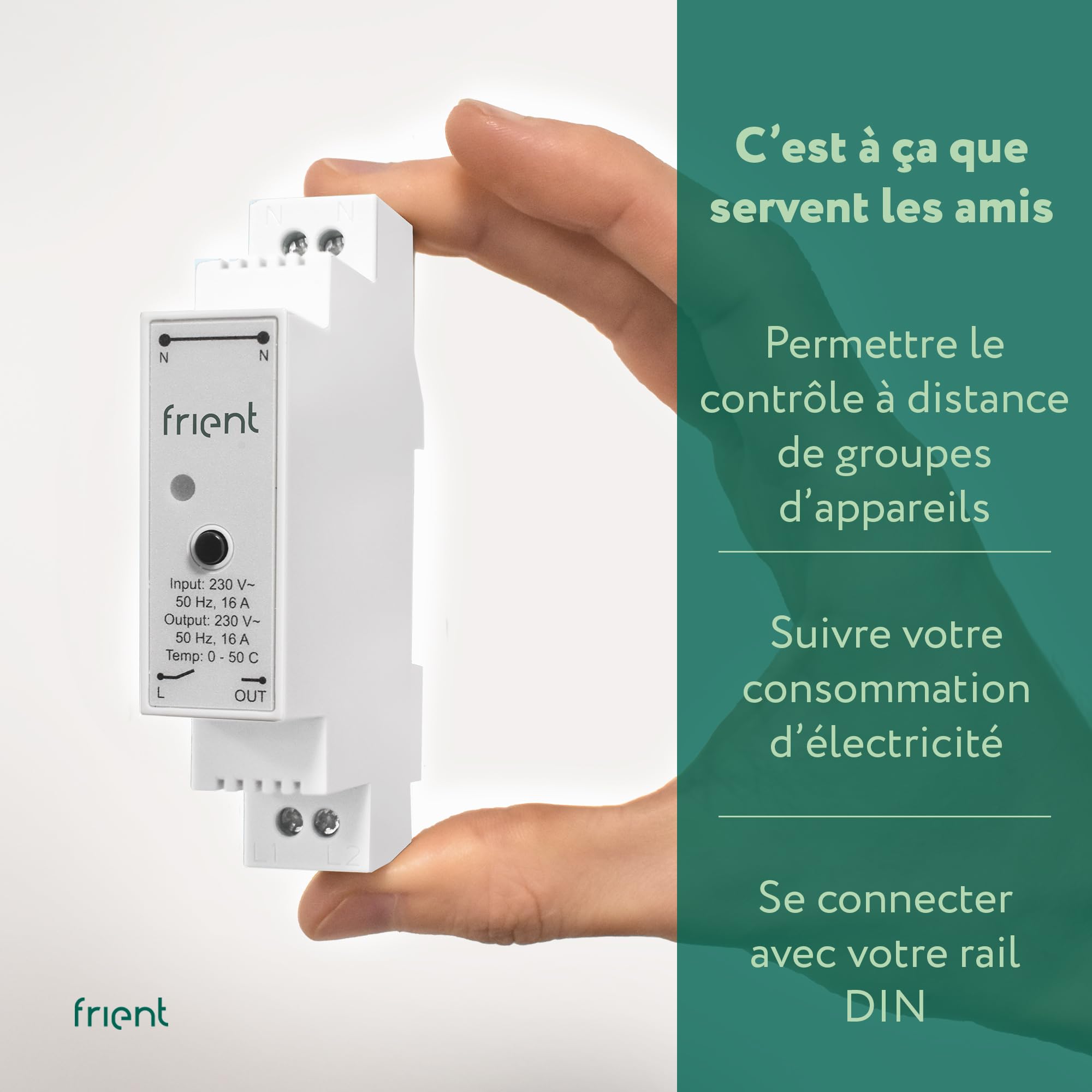 frient Relais DIN interrupteur Zigbee mesure énergie rail