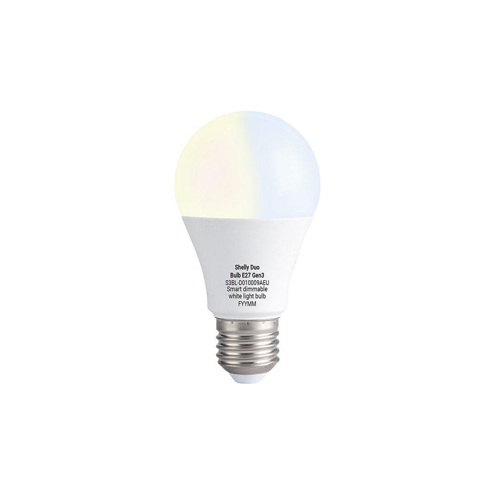 Shelly Duo Bulb E27 Gen3 ampoule LED dimmable blanc chaud
