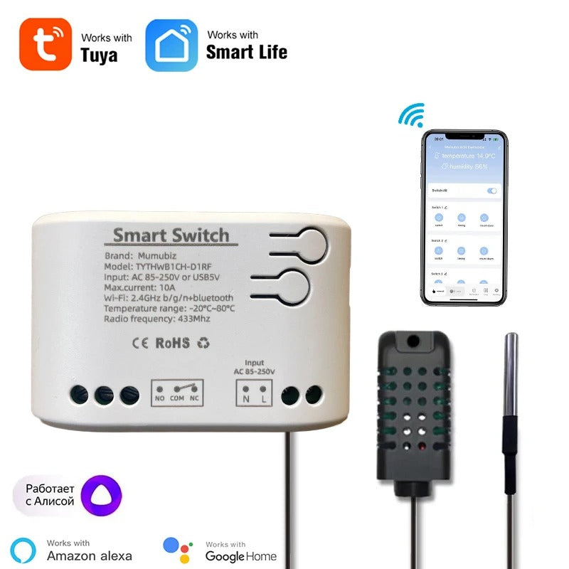 Mumubiz Tuya Smart Home relais wifi 1 canal capteur humidité