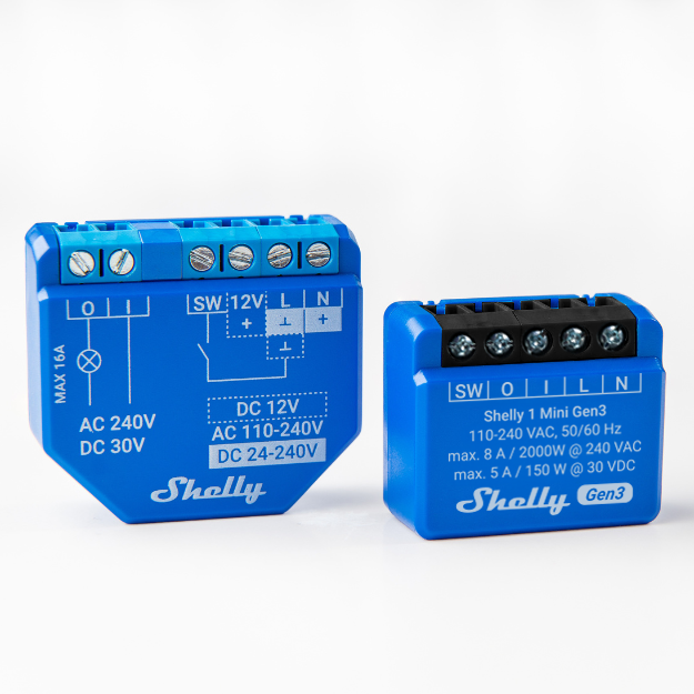 Shelly 1 Mini Gen3 relais Wi-Fi pack de 2 sans hub