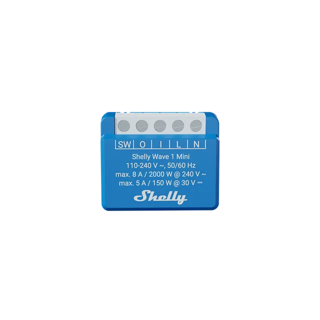 Shelly Wave 1 Mini LR micromodule interrupteur 8A contacts secs