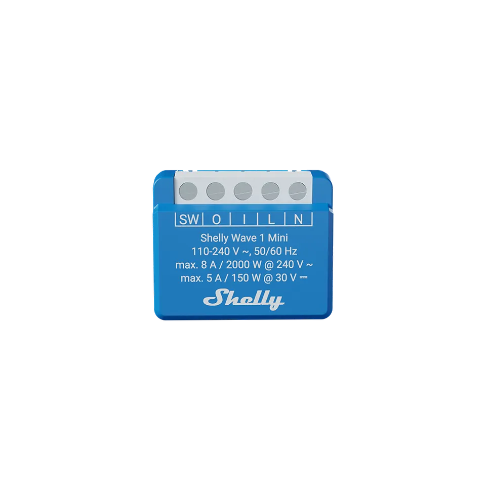 Shelly Wave 1 Mini LR micromodule interrupteur 8A contacts secs