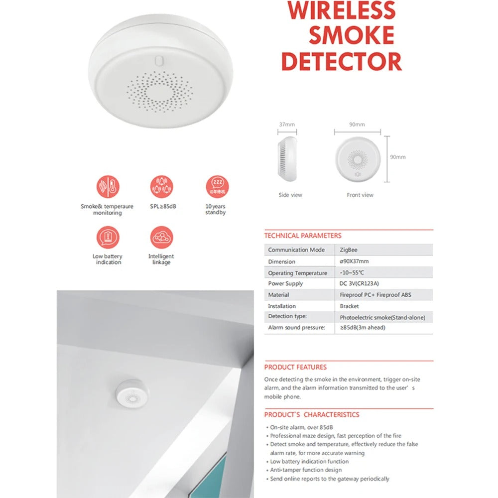 Mumubiz Zigbee Protocol détecteur fumée alarme incendie 80 dB
