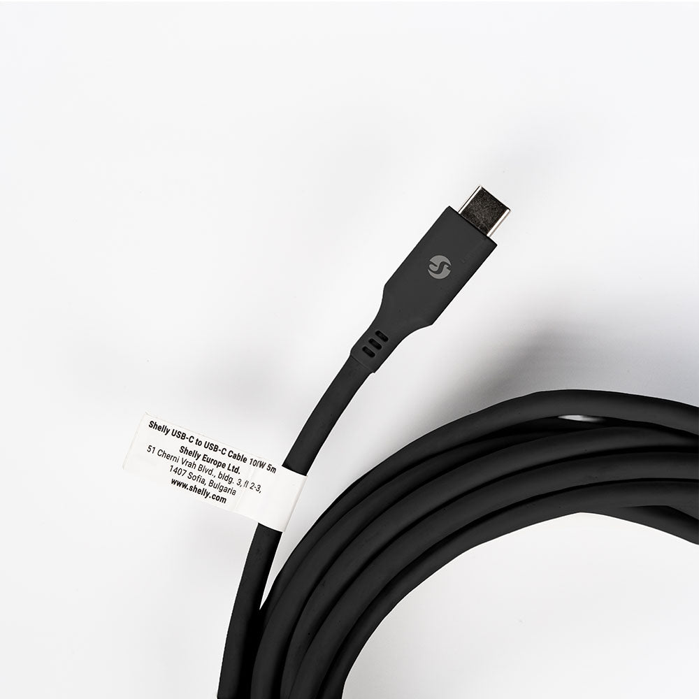 Câble USB-C vers USB-C 100W noir 5m Shelly