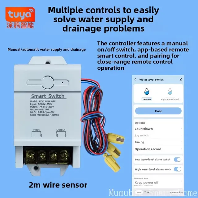 Mumubiz Tuya Smart Home contrôleur niveau eau WiFi pompe