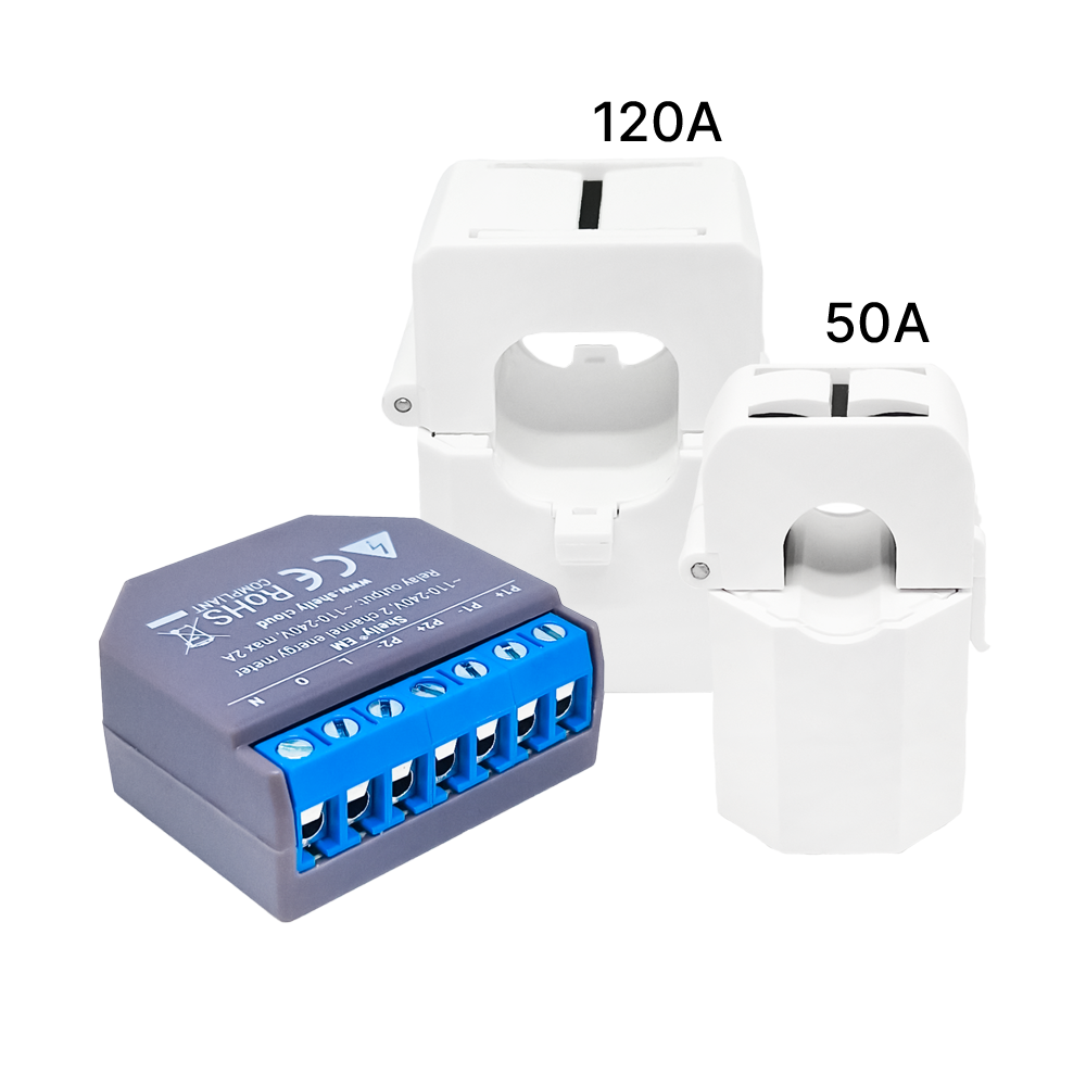 Shelly EM compteur énergie WiFi + pinces 120A 50A mesure