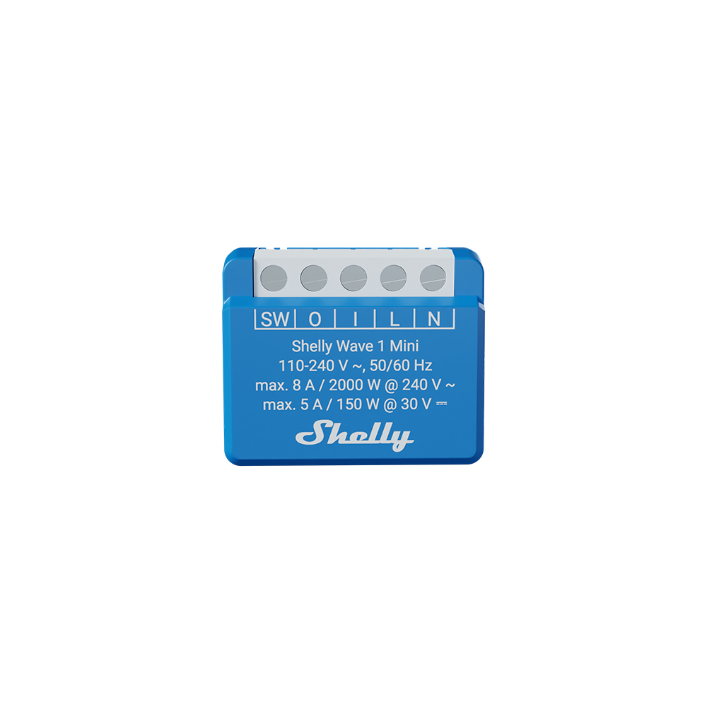 Shelly Wave 1 Mini LR micromodule interrupteur 8A contacts secs