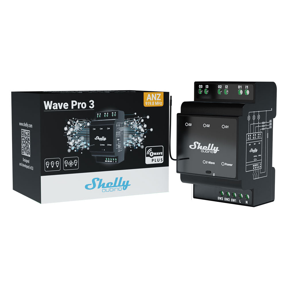 Shelly Wave Pro 3 interrupteur connecté 3 canaux DIN