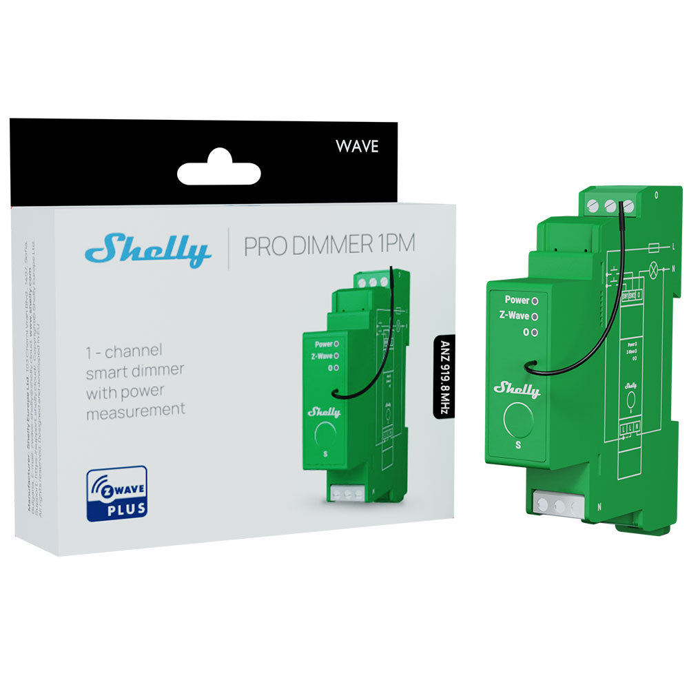 Shelly Wave Pro Dimmer 1PM variateur rail DIN 1 canal Z-Wave