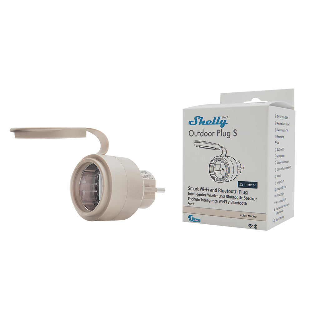 Shelly Outdoor Plug S Gen3 prise extérieure WiFi suivi conso