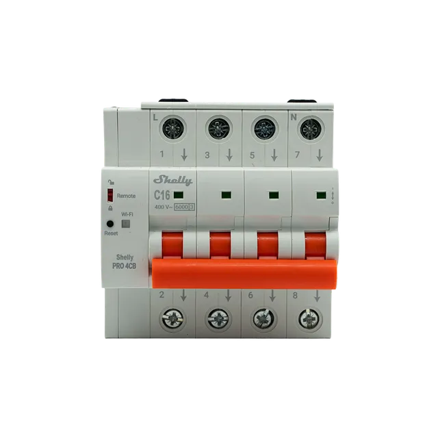 Shelly Pro 4CB C16 Disjoncteur connecté rail DIN 16A