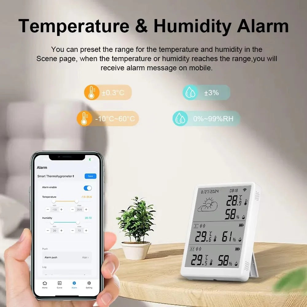 Mumubiz Tuya Smart Home Station Météo WiFi Écran + 2 Capteurs