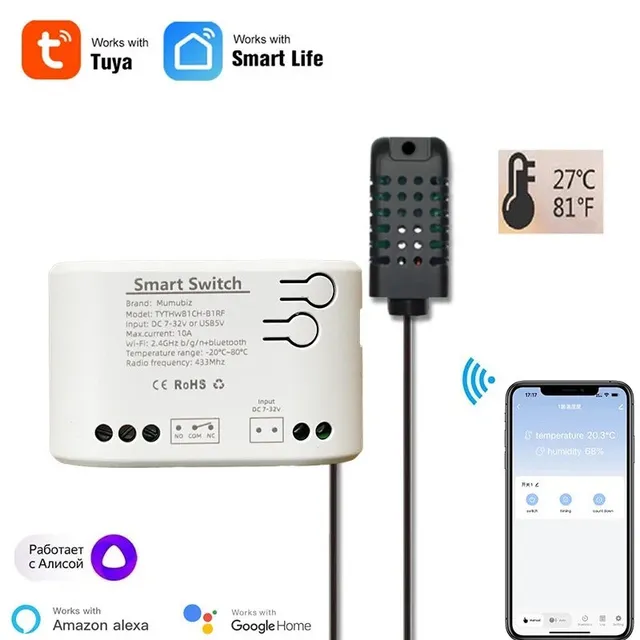 Mumubiz Tuya Smart Home relais WiFi contact sec sonde étanche