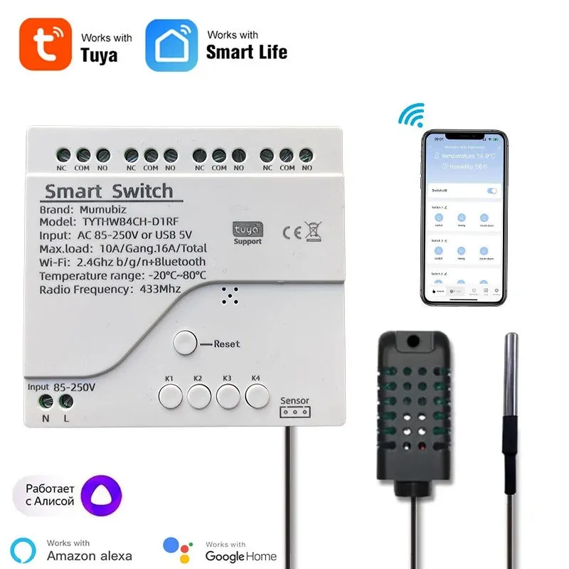 Mumubiz Tuya Smart Home interrupteur wifi 4 canaux capteur étanche