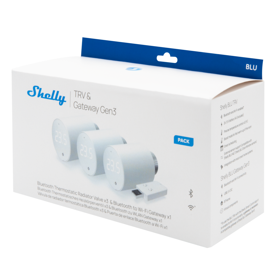 Shelly BLU TRV tête thermostatique connectée pack de 3