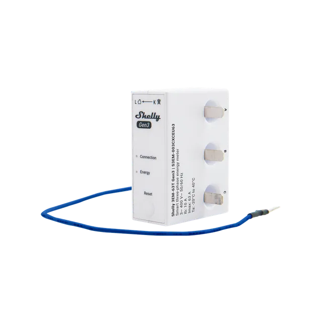 Shelly 3EM-63T Gen3 compteur énergie WiFi triphasé