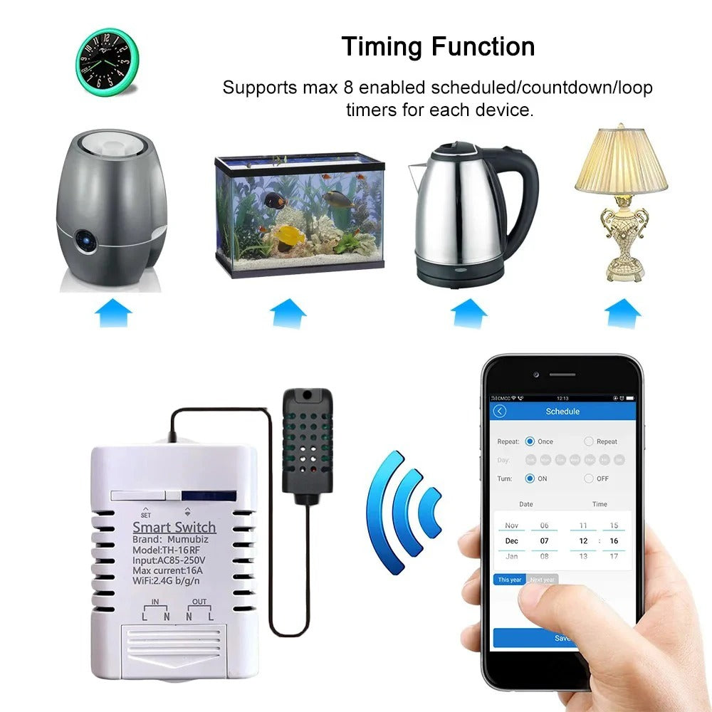 Mumubiz eWeLink Smart interrupteur WiFi 16A 3000W capteur TH