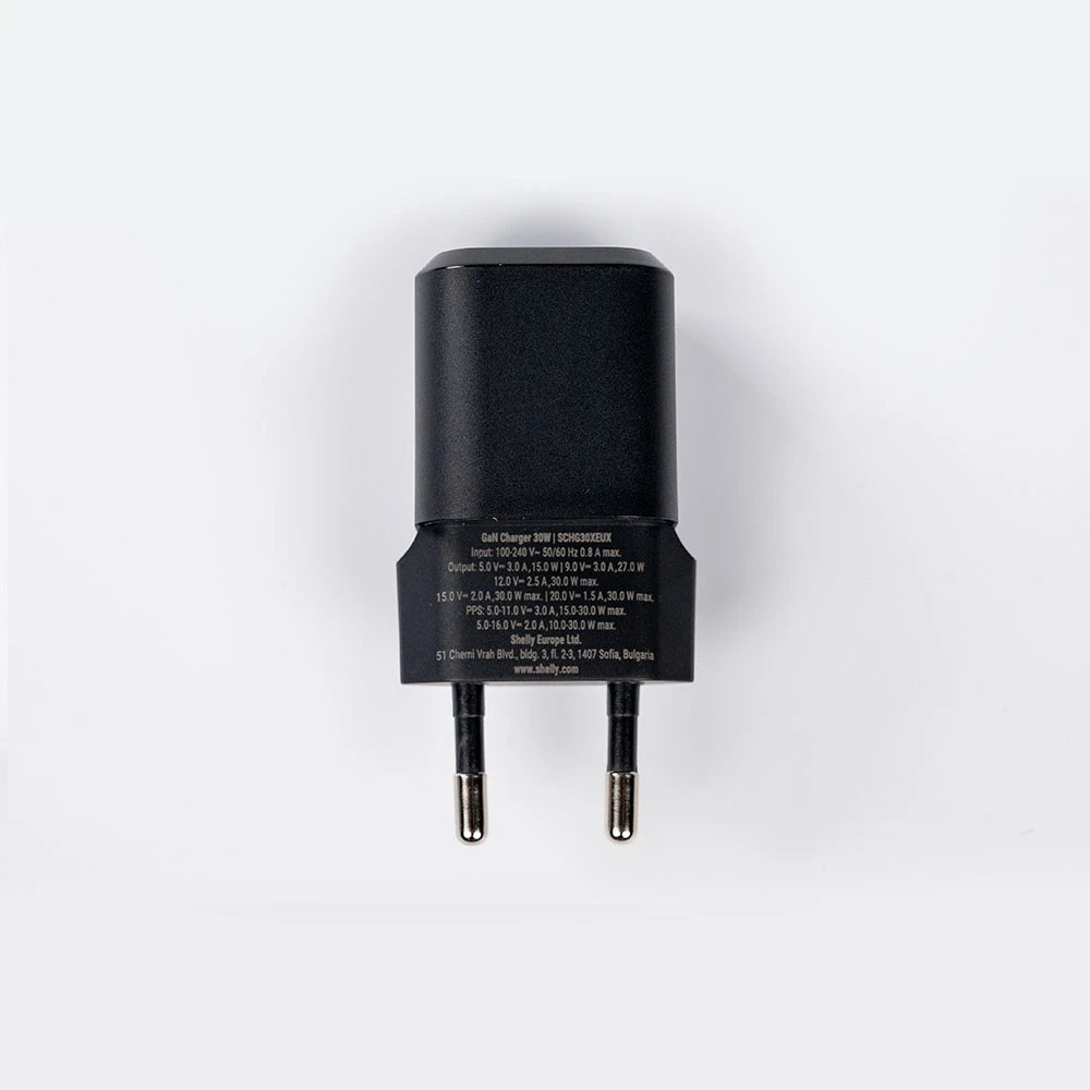 Shelly GaN chargeur 30W USB noir prise EU