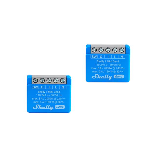 Shelly 1 Mini Gen4 micromodule relais lot de 2 Zigbee Matter