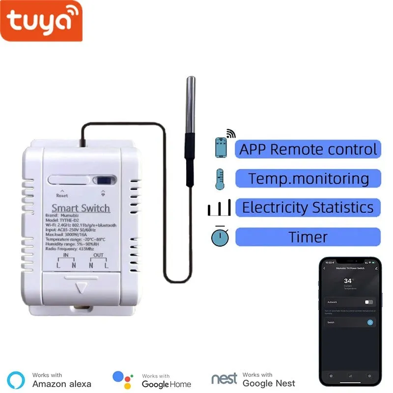 Mumubiz Tuya Smart Home thermostat WiFi 16A sonde étanche