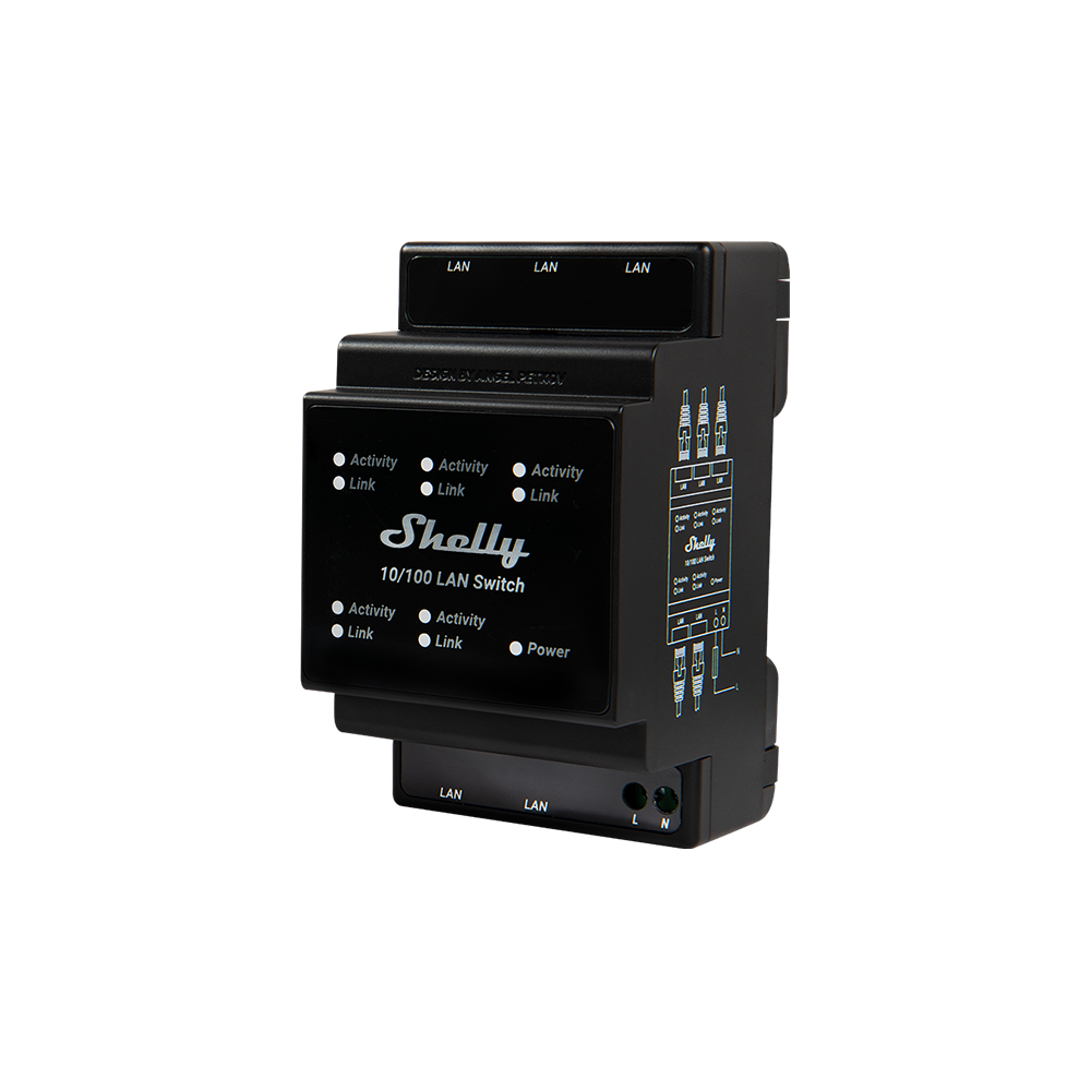 Shelly Plus LAN Switch switch Ethernet 5 ports rail DIN