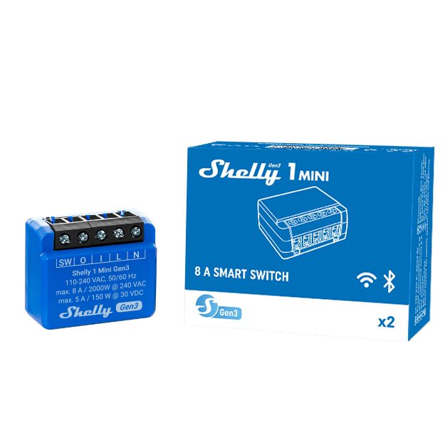 Shelly 1 Mini Gen3 micro module relais WiFi pack simple