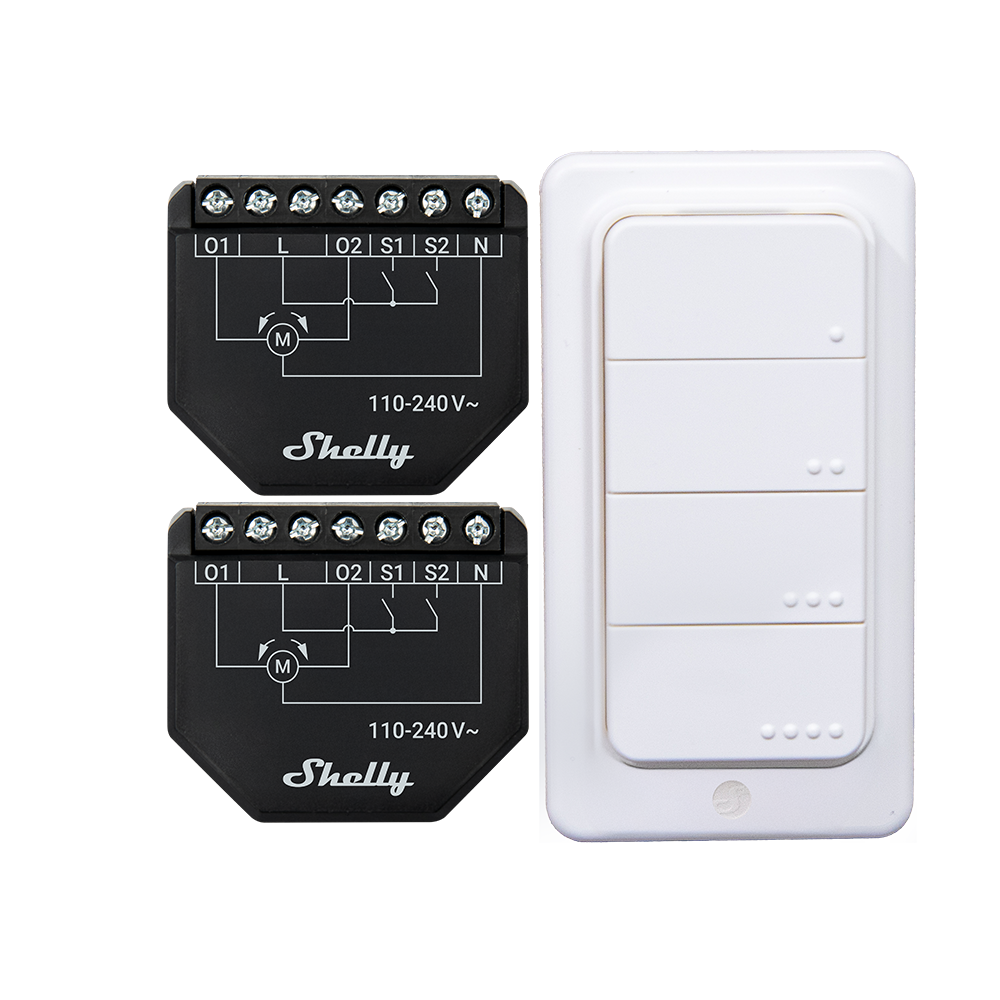 Shelly Shutter x2 + BLU RC Button 4 pack volets connectés