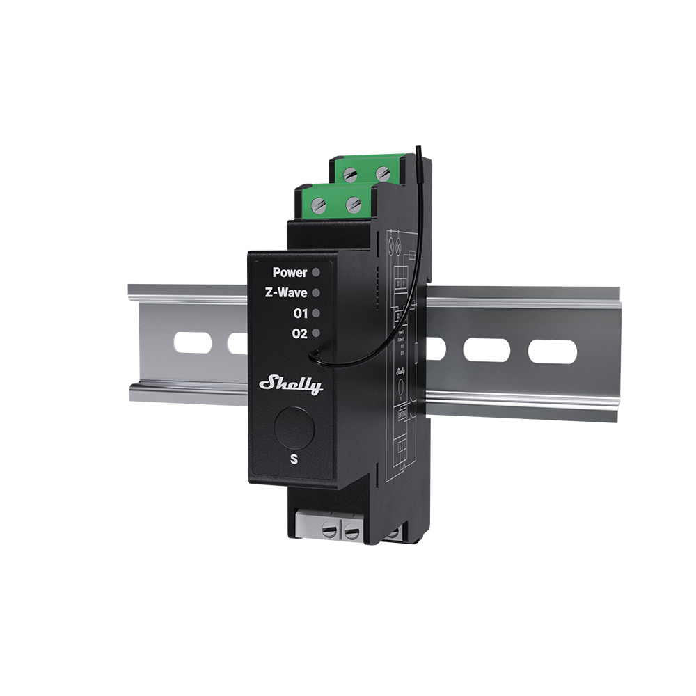 Shelly Wave Pro 2PM LR module rail DIN 2 canaux