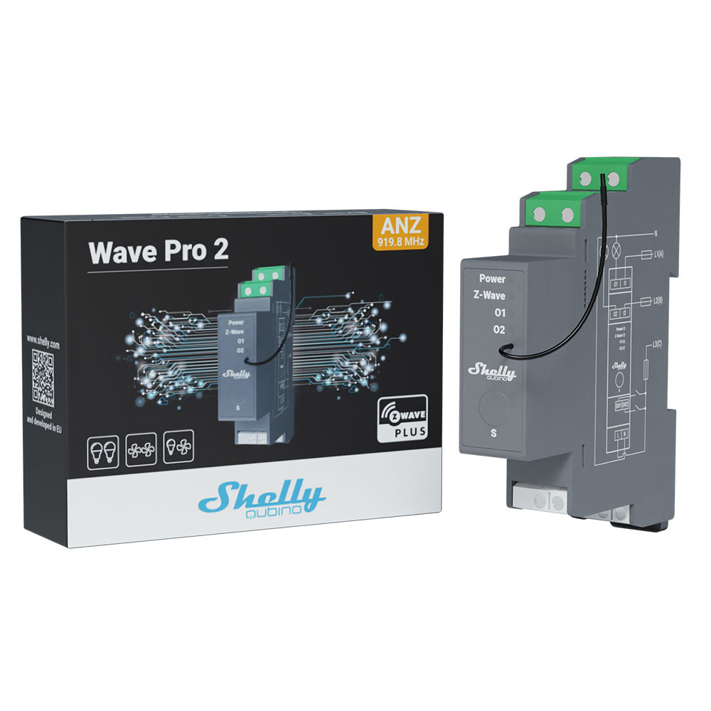 Shelly Wave Pro 2 Relais DIN 2 Canaux Z-Wave Contact Sec