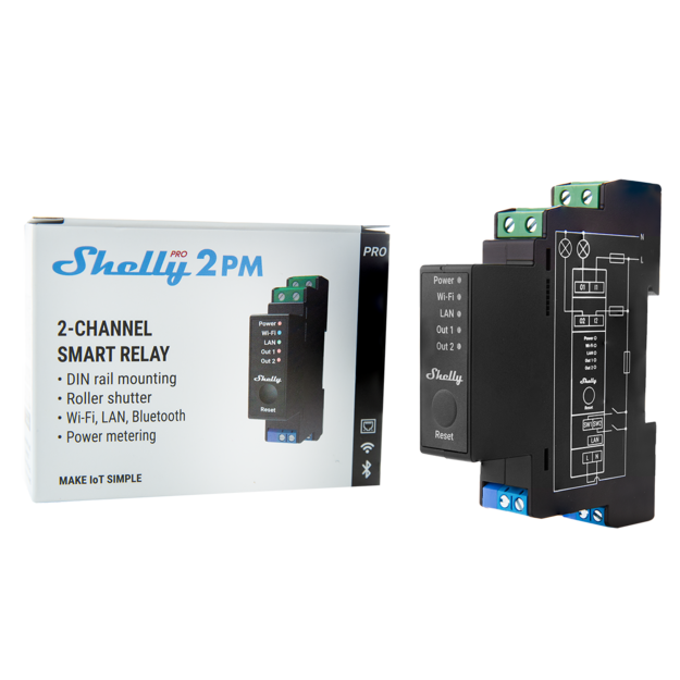 Shelly Pro devices Pro 2PM interrupteur DIN 2 canaux